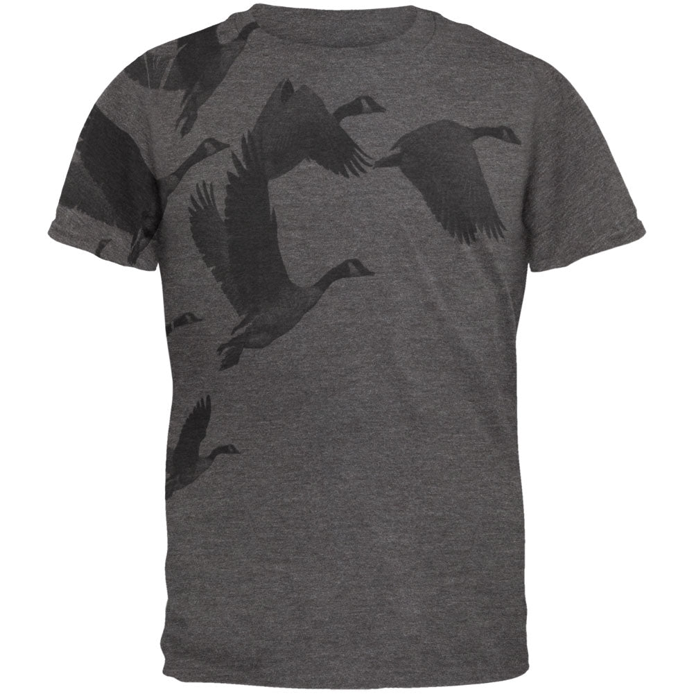 Canadian Geese Goose Flying V Mens Soft T Shirt Men's T-Shirts Old Glory 2XL Charcoal Heather