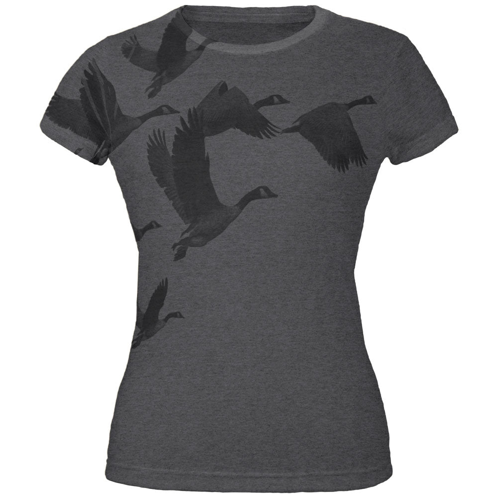 Canadian Geese Goose Flying V Juniors Soft T Shirt Juniors T-Shirts Old Glory 2XL Dark Heather
