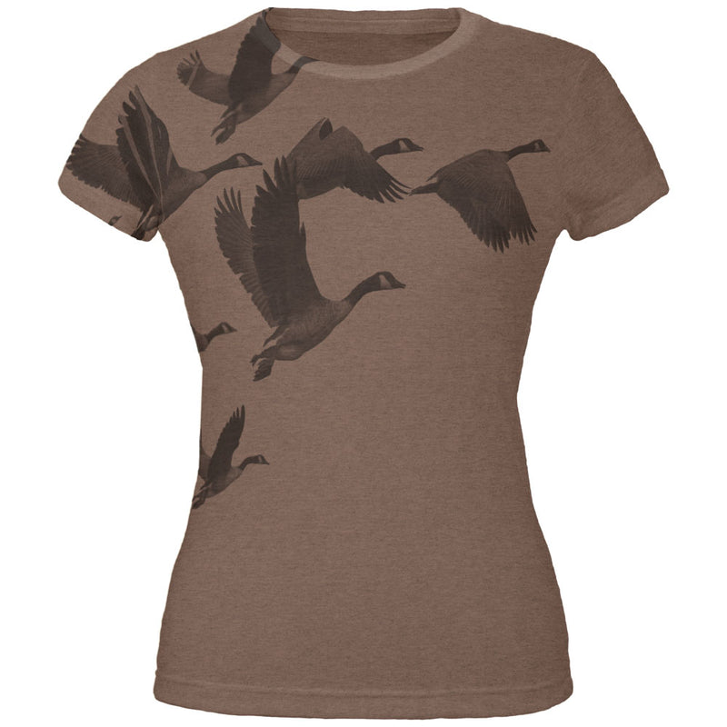 Canadian Geese Goose Flying V Juniors Soft T Shirt Juniors T-Shirts Old Glory 2XL Brown