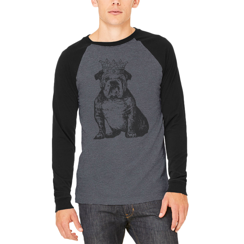Bulldog Crown Mens Long Sleeve Raglan T Shirt Men's Raglans Old Glory LG Black