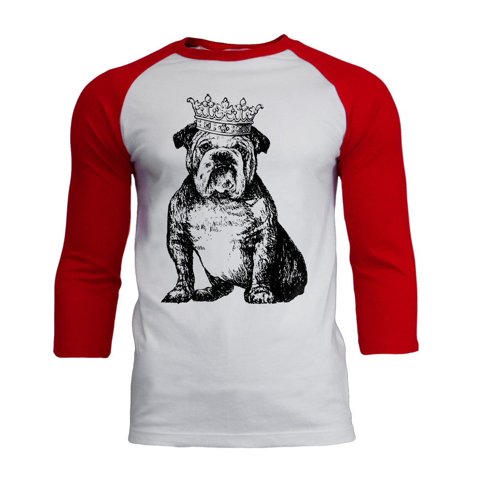 Bulldog Crown Mens Long Sleeve Raglan T Shirt Men's Raglans Old Glory 2XL White-Red