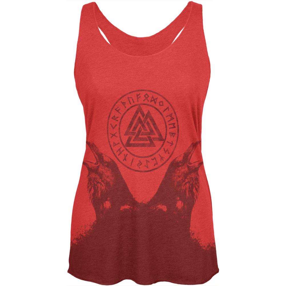 Huginn and Muninn Odin's Ravens Womens Soft Racerback Tank Top Women's Tank Tops Old Glory LG Vintage Red