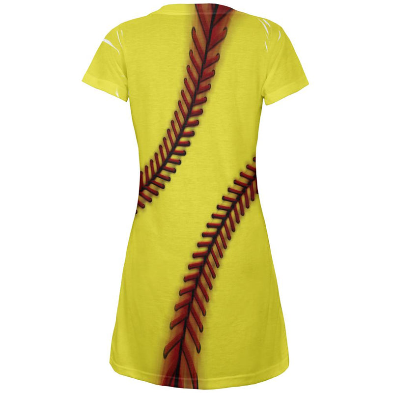 Fastpitch Softball All Over Juniors Beach Cover-Up Dress Juniors Dresses Old Glory