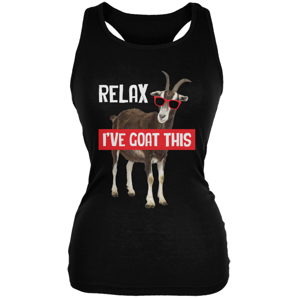 Relax I've Goat Got This Funny Juniors Soft Tank Top Juniors Tank Tops Old Glory 2XL Black