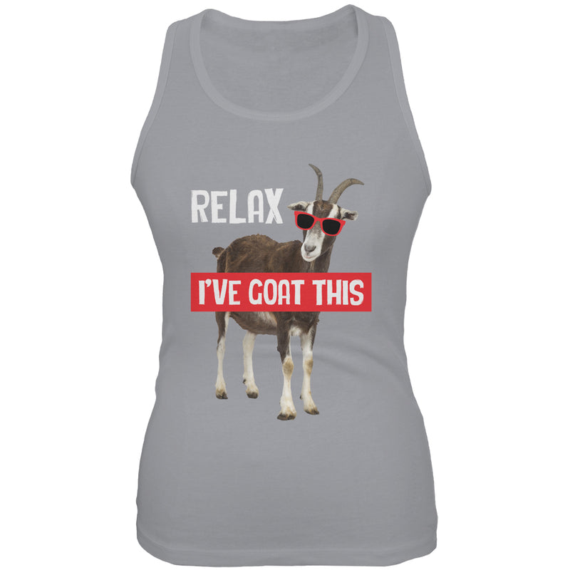 Relax I've Goat Got This Funny Juniors Soft Tank Top Juniors Tank Tops Old Glory 2XL Grey