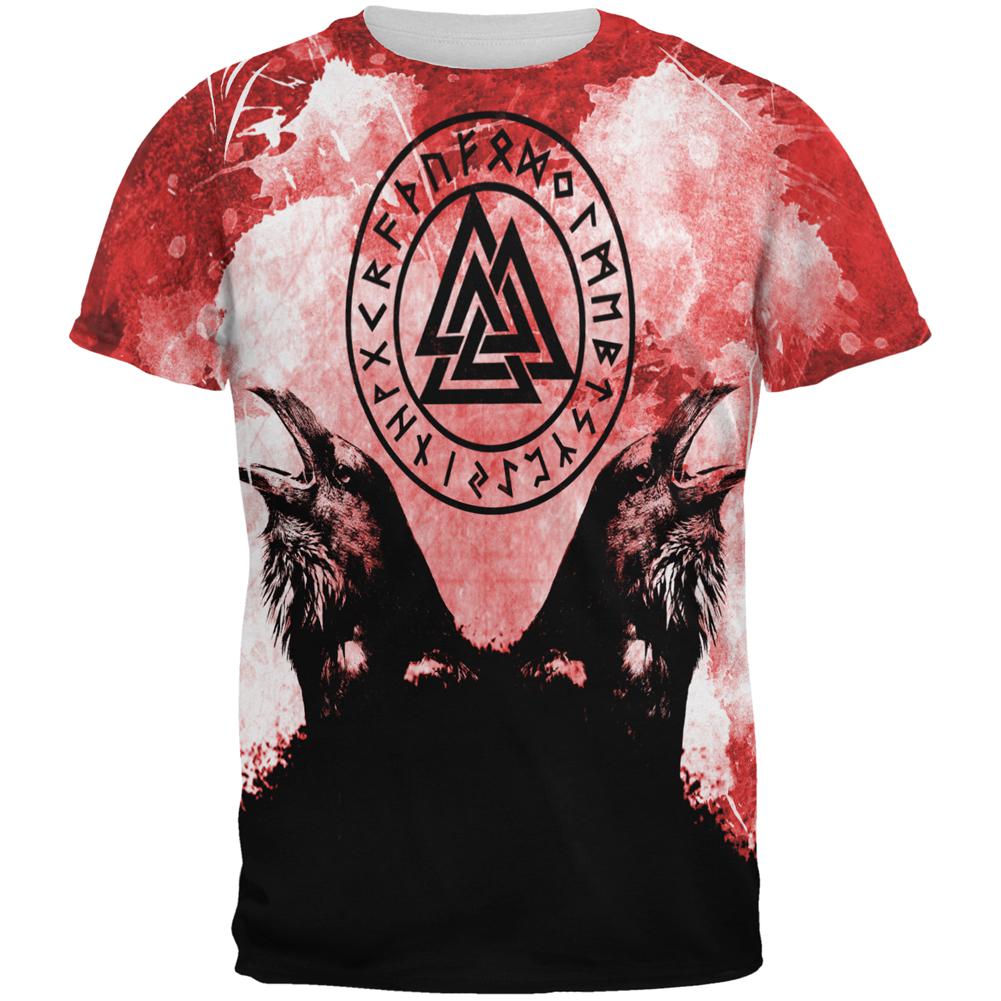 Berserker Viking's Blood Odin's Ravens All Over Mens T Shirt Men's T-Shirts Old Glory 2XL Multi