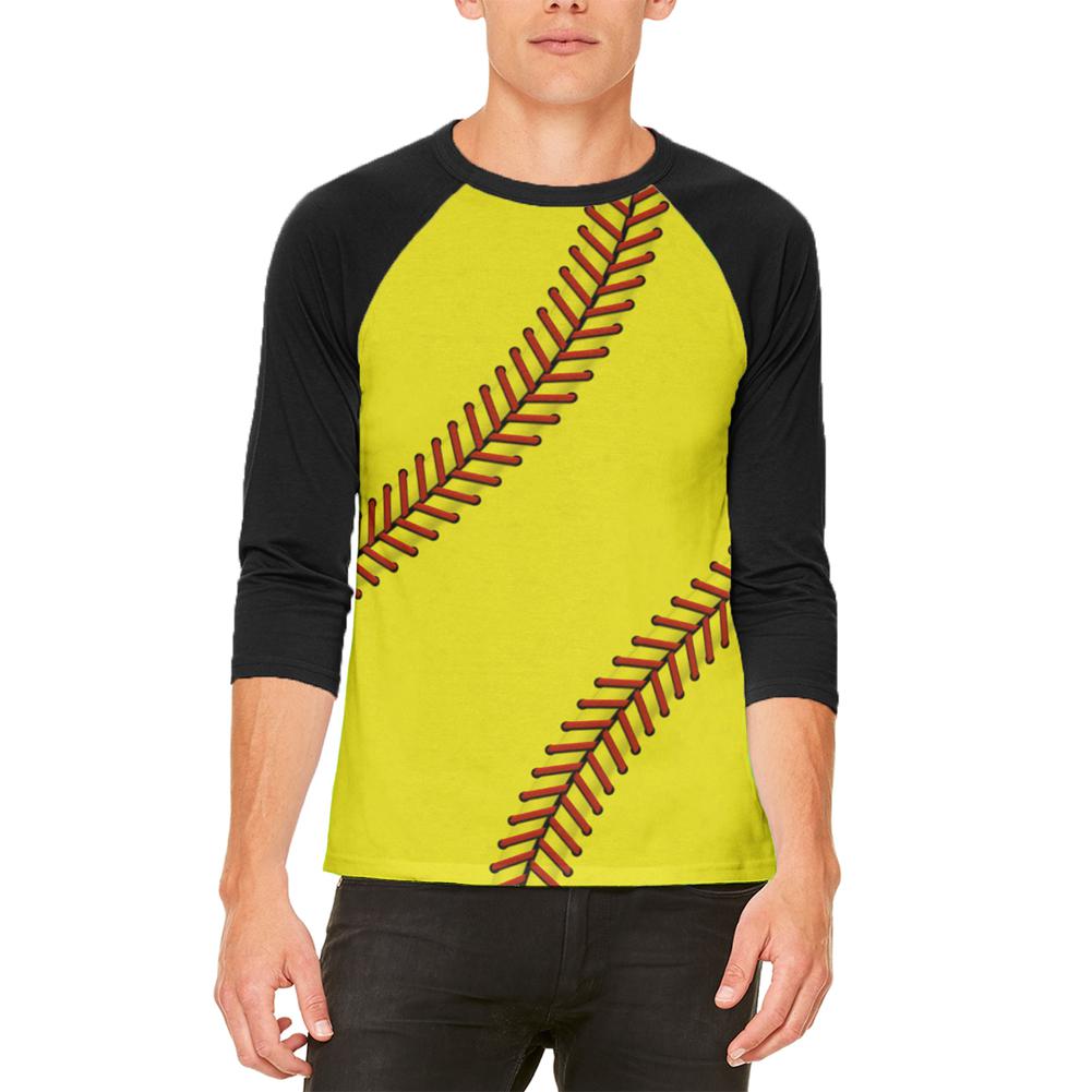 Softball Mens Raglan T Shirt Men's Raglans Old Glory 2XL White