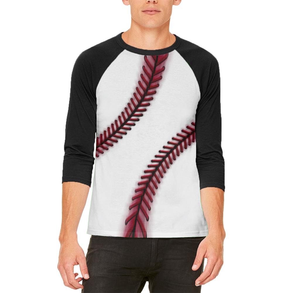 Fastball Baseball Mens Raglan T Shirt Men's Raglans Old Glory 2XL White