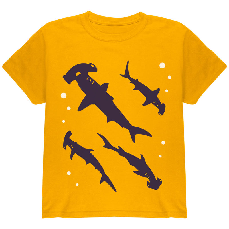 Hammerhead Shark Sharks School Youth T Shirt Youth T-Shirts Old Glory YLG Gold