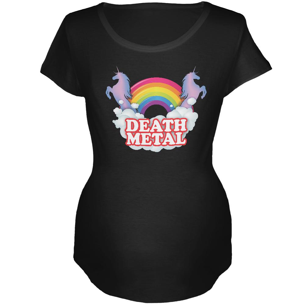 Death Metal Rainbow Unicorns Maternity Soft T Shirt Maternity T-Shirts Old Glory 2XL Black
