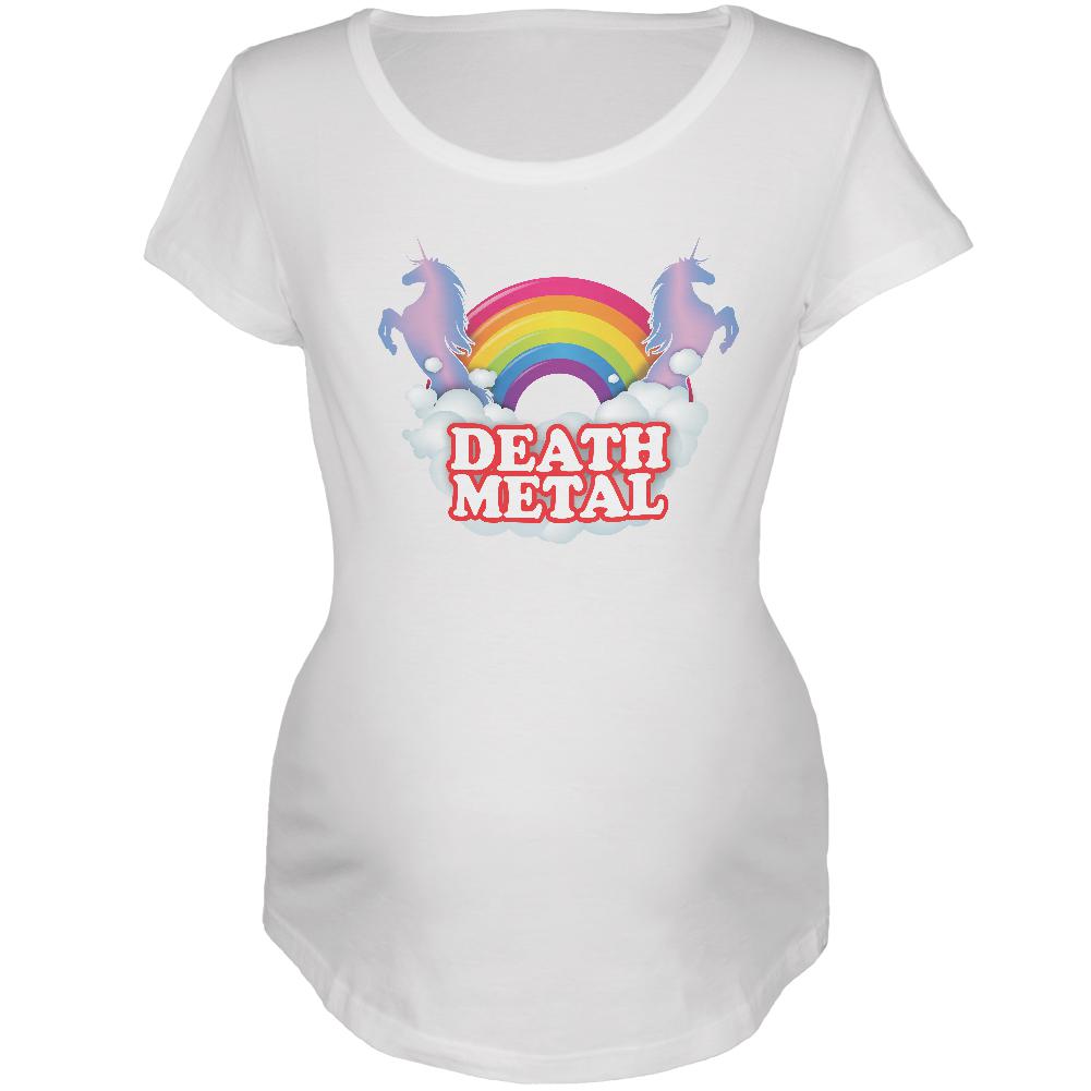 Death Metal Rainbow Unicorns Maternity Soft T Shirt Maternity T-Shirts Old Glory 2XL White