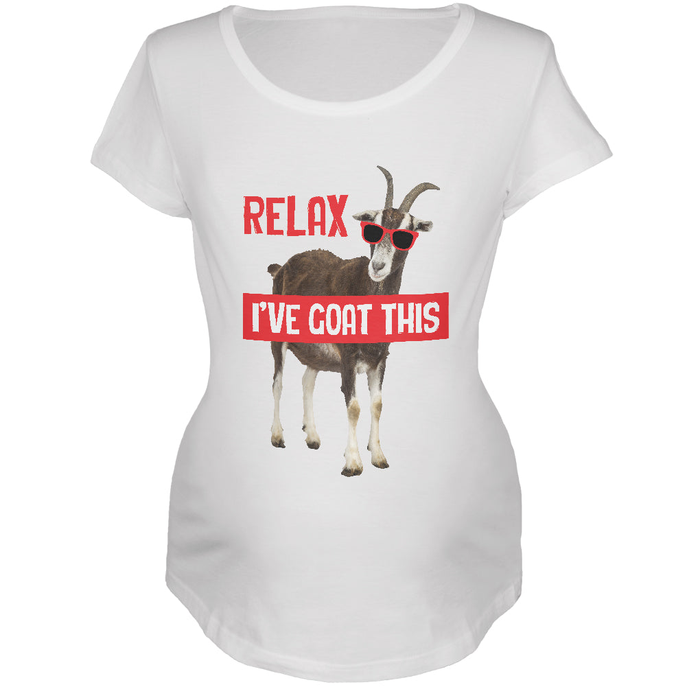Relax I've Got Goat This Funny Maternity Soft T Shirt Maternity T-Shirts Old Glory 2XL White