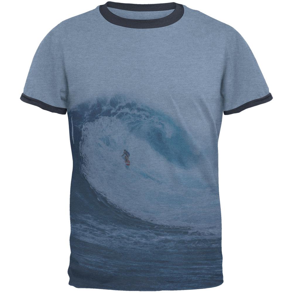 Summer Sun Surfer Pipeline Mens Ringer T Shirt Men's T-Shirts Old Glory 2XL Blue