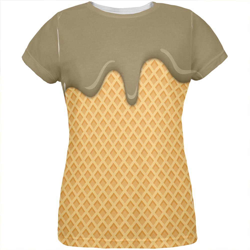 Melting Chocolate Ice Cream Cone All Over Womens T Shirt Women's T-Shirts Old Glory LG Multi