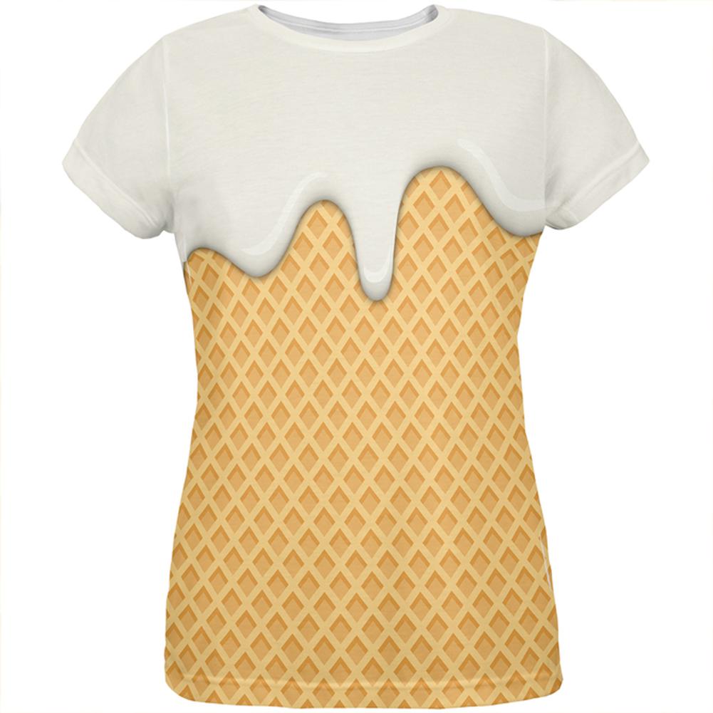 Melting Vanilla Ice Cream Cone All Over Womens T Shirt Women's T-Shirts Old Glory LG Multi