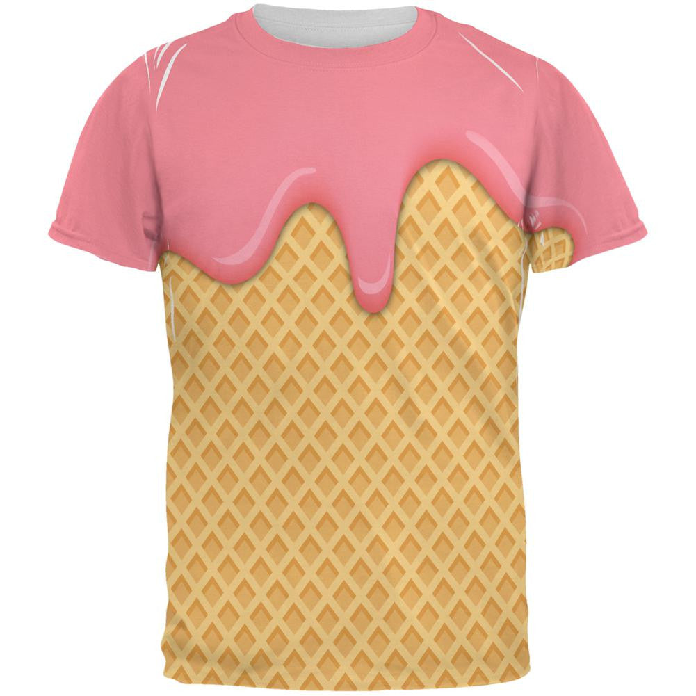Melting Strawberry Ice Cream Cone All Over Mens T Shirt Men's T-Shirts Old Glory 2XL Multi