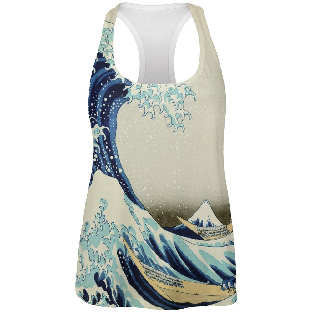 Great Wave Tsunami Japanese Painting All Over Womens Work Out Tank Top Women's Tank Tops Old Glory 2XL Multi