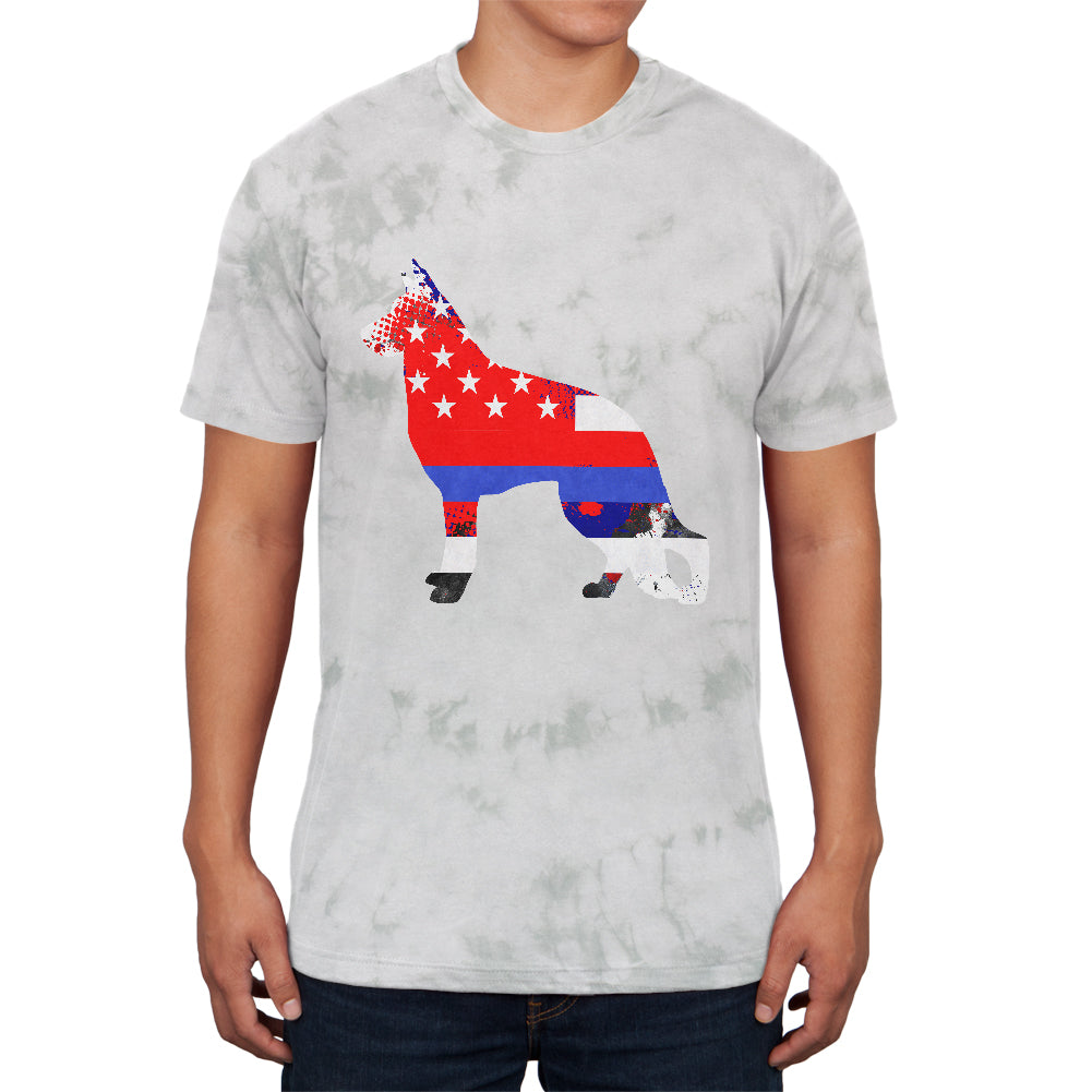 K9 German Shepherd Thin Blue Line Distressed Splatter Mens Soft T Shirt Men's T-Shirts Old Glory 2XL Soft Green Triblend