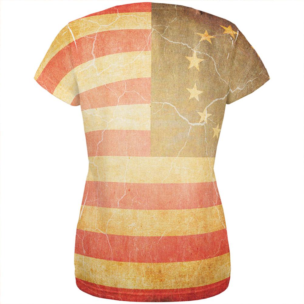 July 4th United States Constitution Betsy Ross Flag All Over Womens T Shirt Women's T-Shirts Old Glory