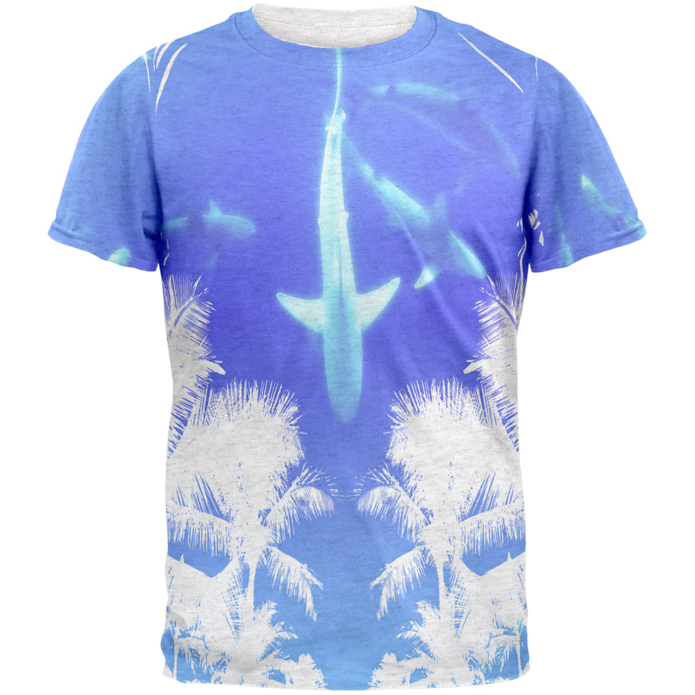 Summer Shark Beach Party Mens T Shirt Men's T-Shirts Old Glory 2XL Heather White