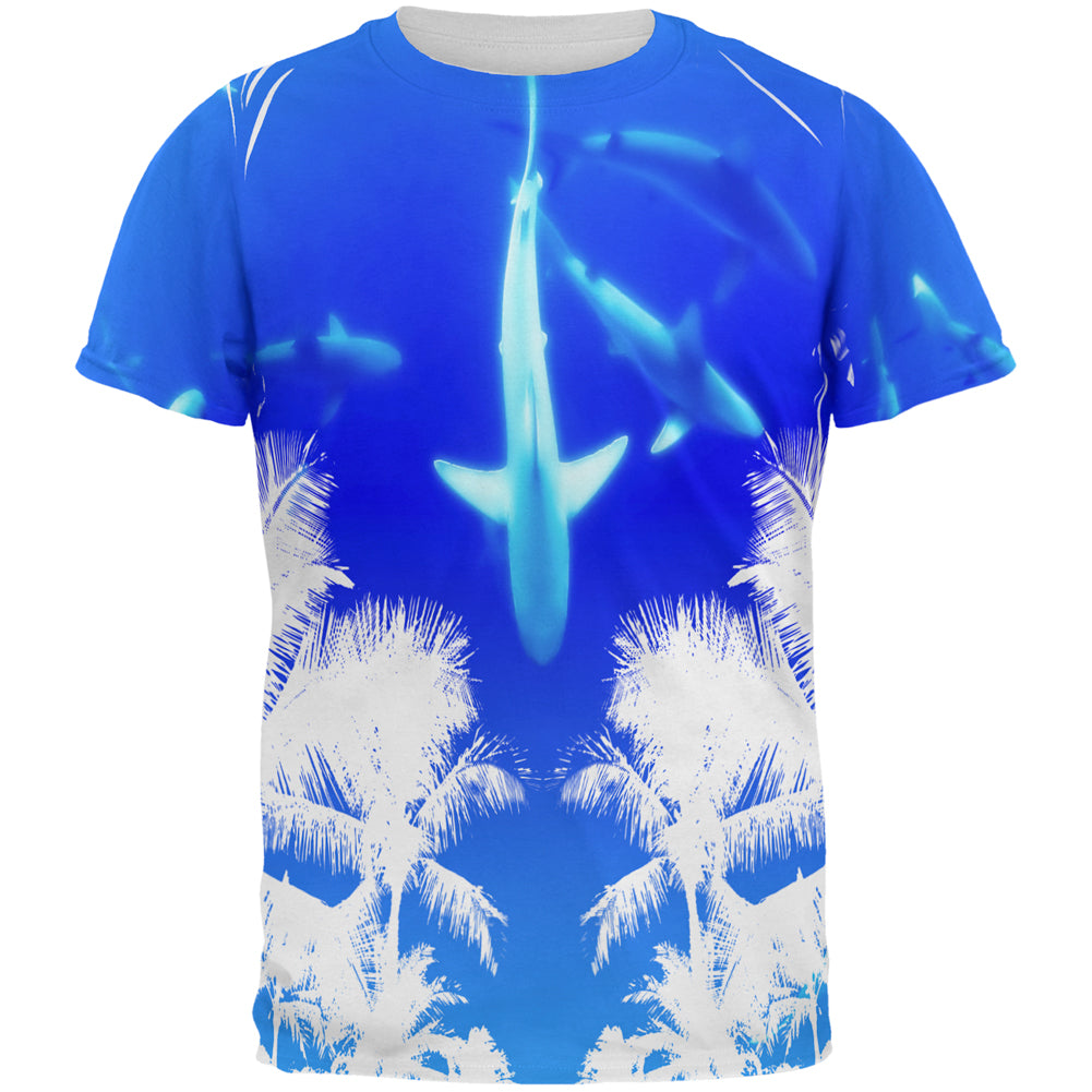 Summer Shark Beach Party All Over Mens T Shirt Men's T-Shirts Old Glory 2XL Multi
