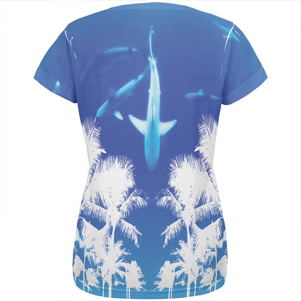 Summer Shark Beach Party All Over Womens T Shirt Women's T-Shirts Old Glory