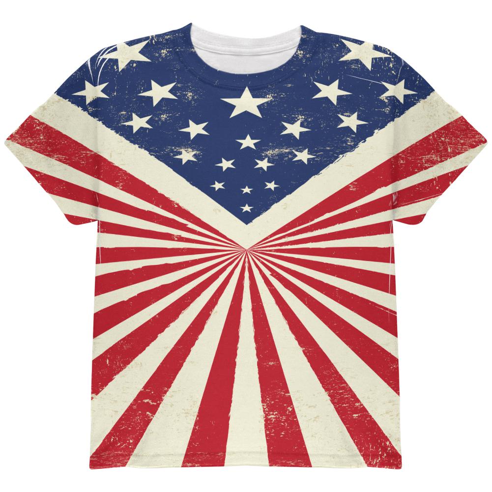 American Flag Sunburst All Over Youth T Shirt Youth T-Shirts Old Glory LG Multi