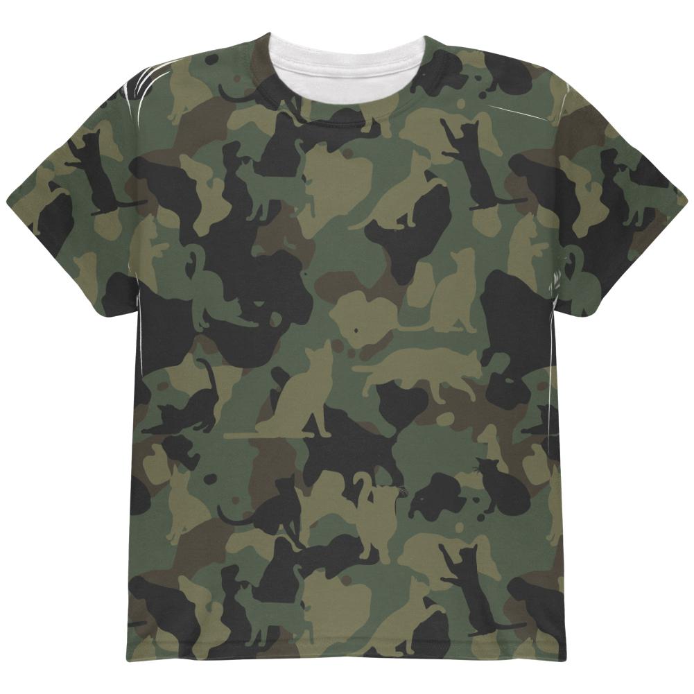 Catmoflauge Cat Camoflauge All Over Youth T Shirt Youth T-Shirts Old Glory YLG Multi