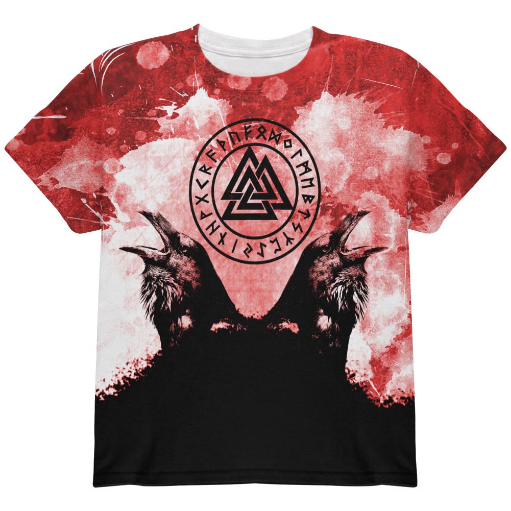 Berserker Vikings Blood Odin's Raven All Over Youth T Shirt Youth T-Shirts Old Glory LG Multi