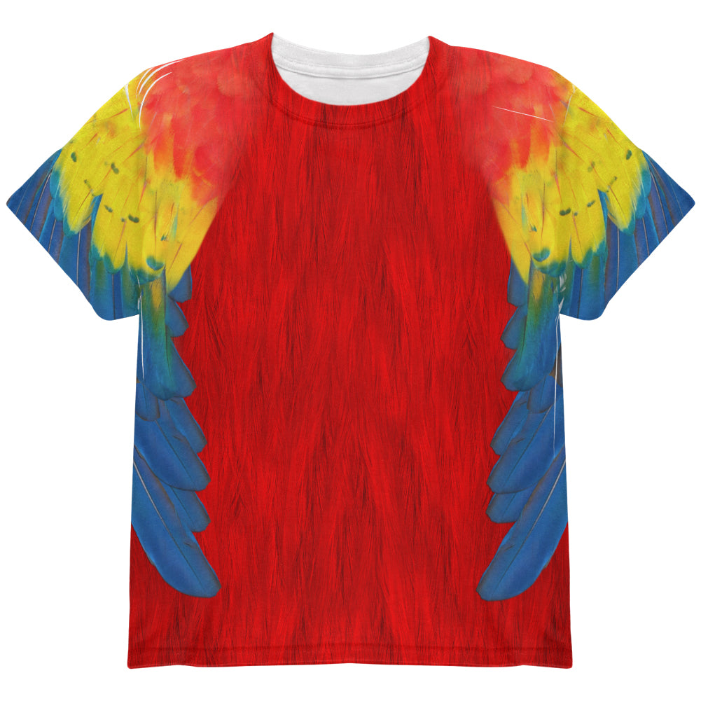 Halloween Scarlet Macaw Parrot Feathers Costume All Over Youth T Shirt Youth T-Shirts Old Glory YLG Multi