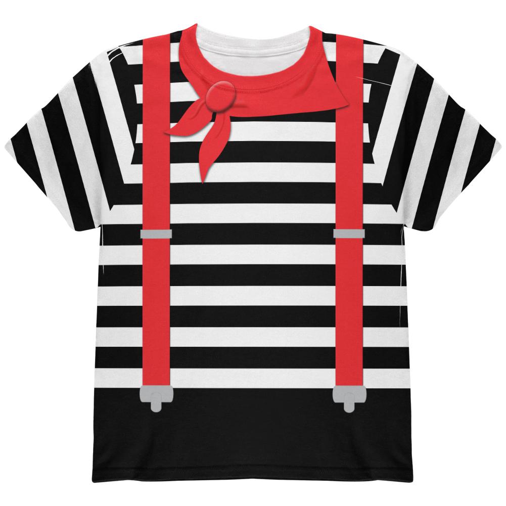 Halloween French Mime Costume All Over Youth T Shirt Youth T-Shirts Old Glory LG Multi