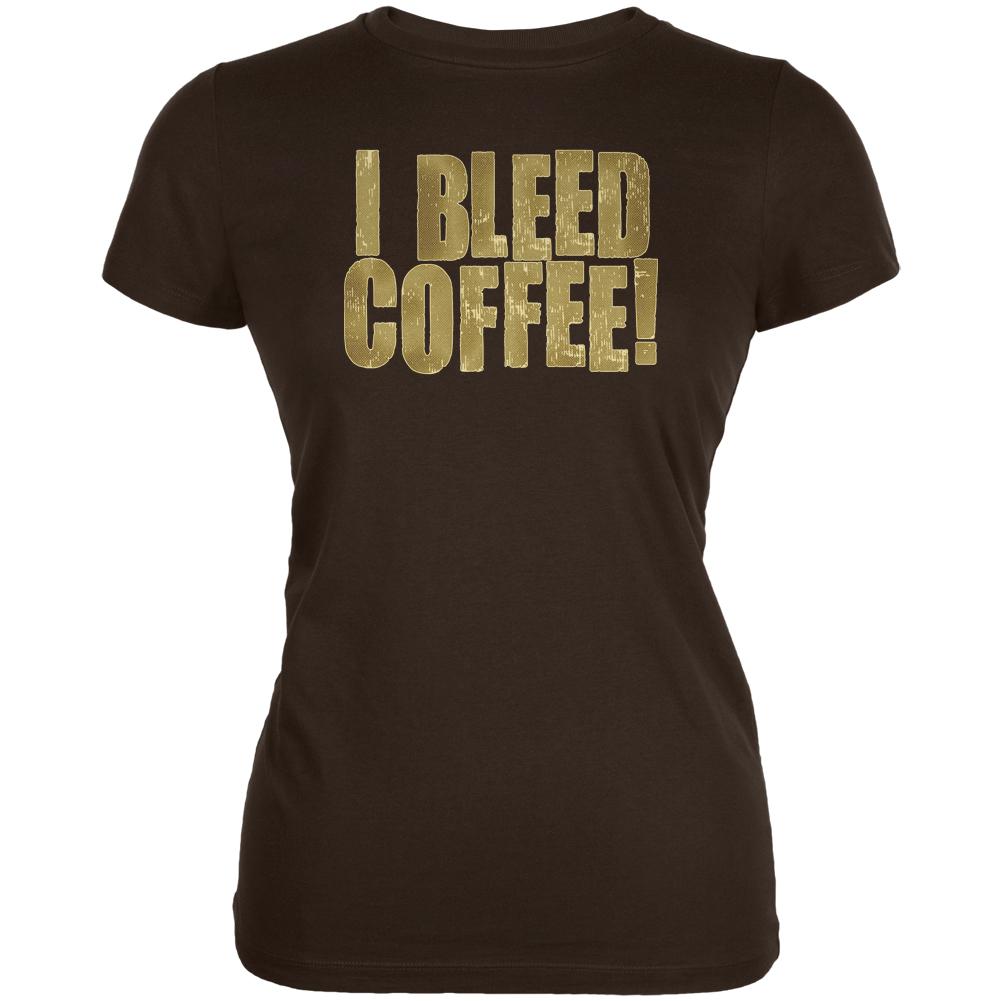 I Bleed Coffee Addict Funny Juniors Soft T Shirt Juniors T-Shirts Old Glory 2XL Brown