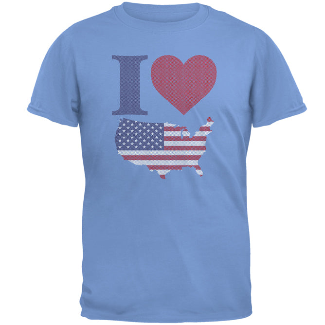 4th of July I Heart Love America Halftone Mens T Shirt Men's T-Shirts Old Glory 2XL Carolina Blue