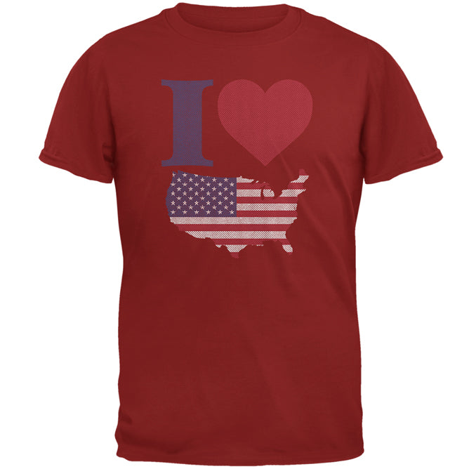 4th of July I Heart Love America Halftone Mens T Shirt Men's T-Shirts Old Glory 2XL Cardinal Red