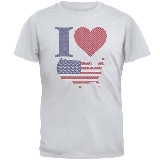 4th of July I Heart Love America Halftone Mens T Shirt Men's T-Shirts Old Glory MD Ice Grey
