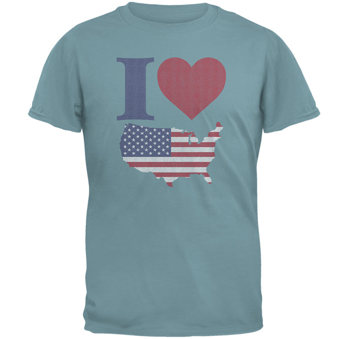4th of July I Heart Love America Halftone Mens T Shirt Men's T-Shirts Old Glory 2XL Seafoam