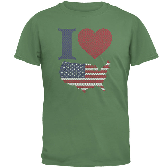4th of July I Heart Love America Halftone Mens T Shirt Men's T-Shirts Old Glory MD Turf