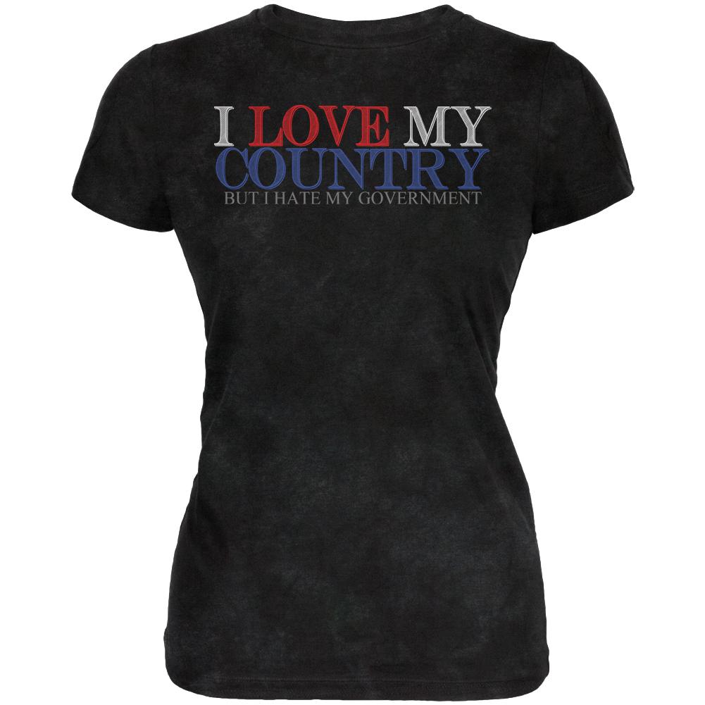 Love My Country Hate My Government Juniors Soft T Shirt Juniors T-Shirts Old Glory 2XL Charcoal Black Triblend