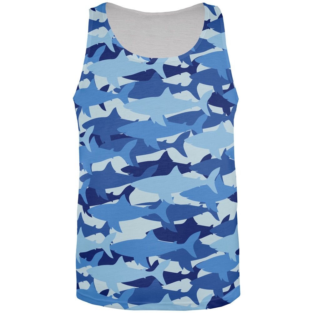 Great White Shark Camo All Over Mens Tank Top Men's Tank Tops Old Glory 2XL Multi