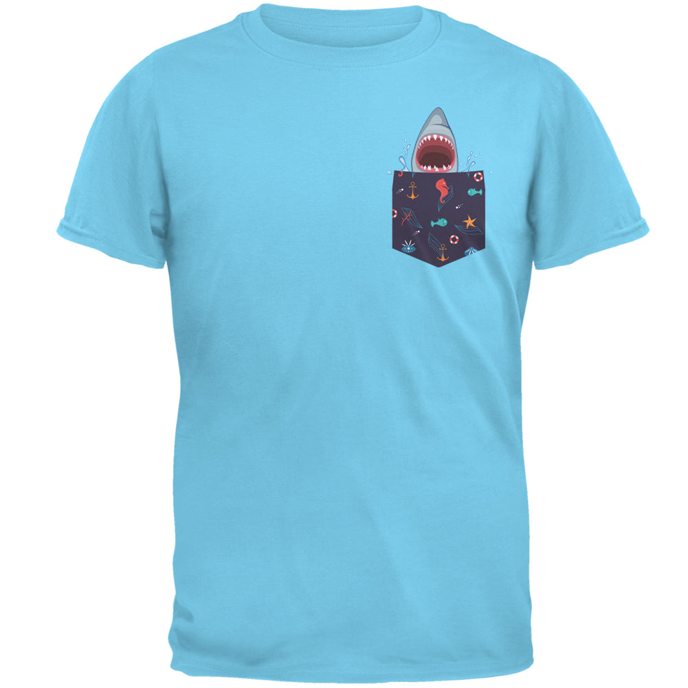 Faux Pocket Shark Mens T Shirt Men's T-Shirts Old Glory 2XL Sky