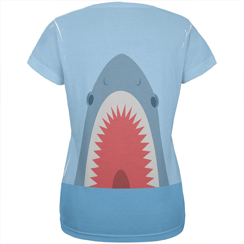 Cute Fun Shark Attack All Over Womens T Shirt Women's T-Shirts Old Glory