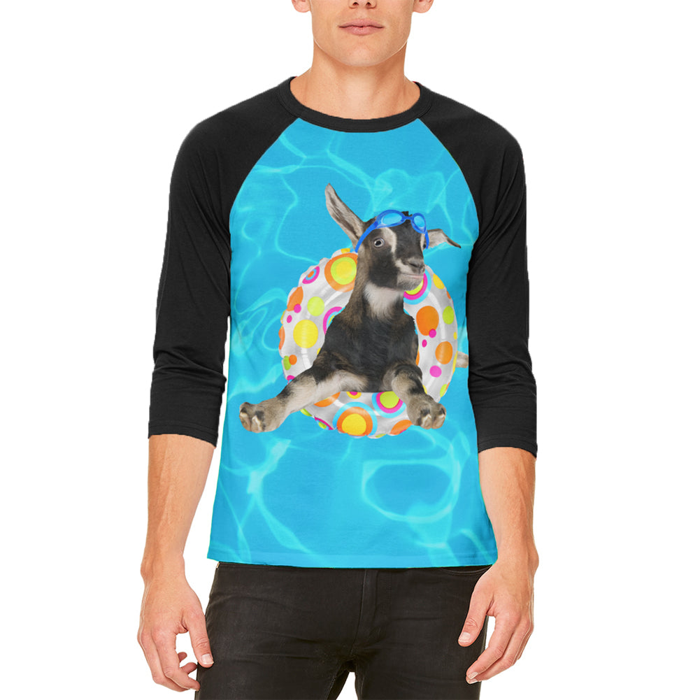 Whatever Floats Your Goat Boat Funny Mens Raglan T Shirt Men's Raglans Old Glory LG White-Black