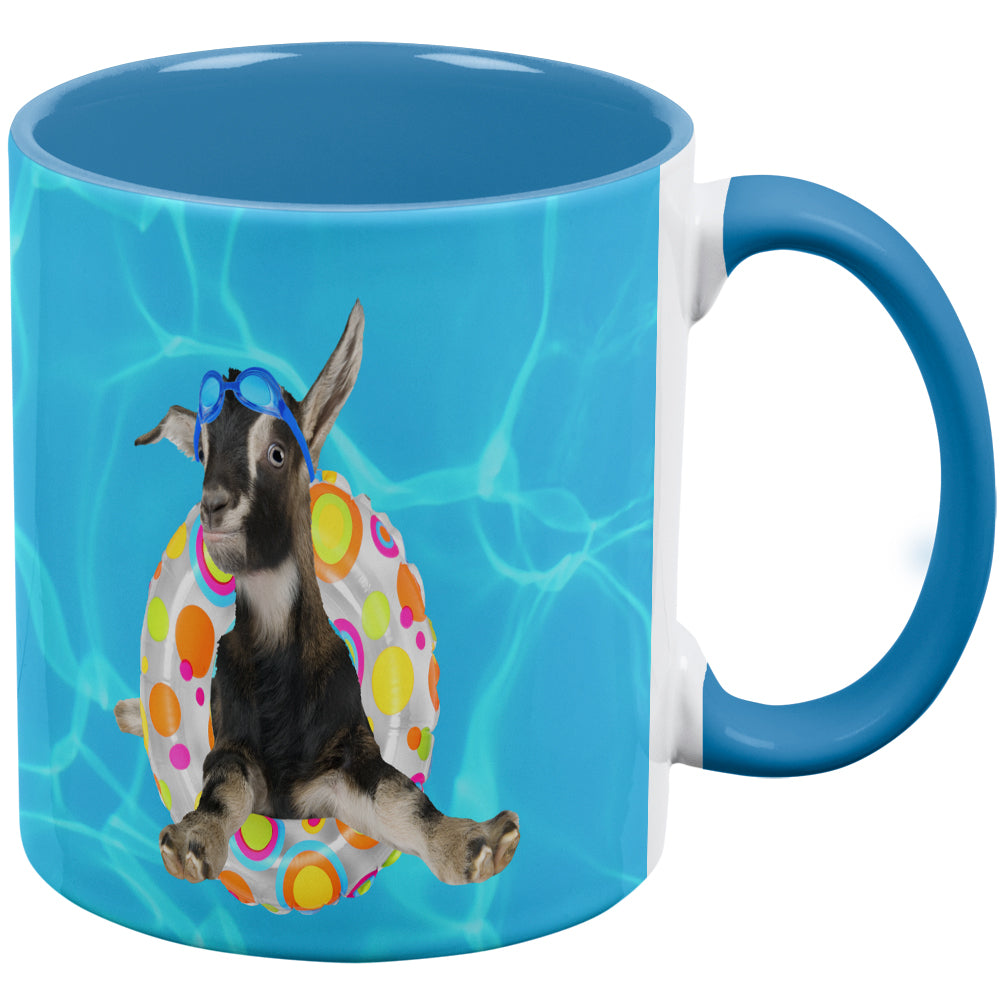 Whatever Floats Your Goat All Over Aqua Handle Coffee Mug Coffee Mugs Old Glory OS White/Light Blue