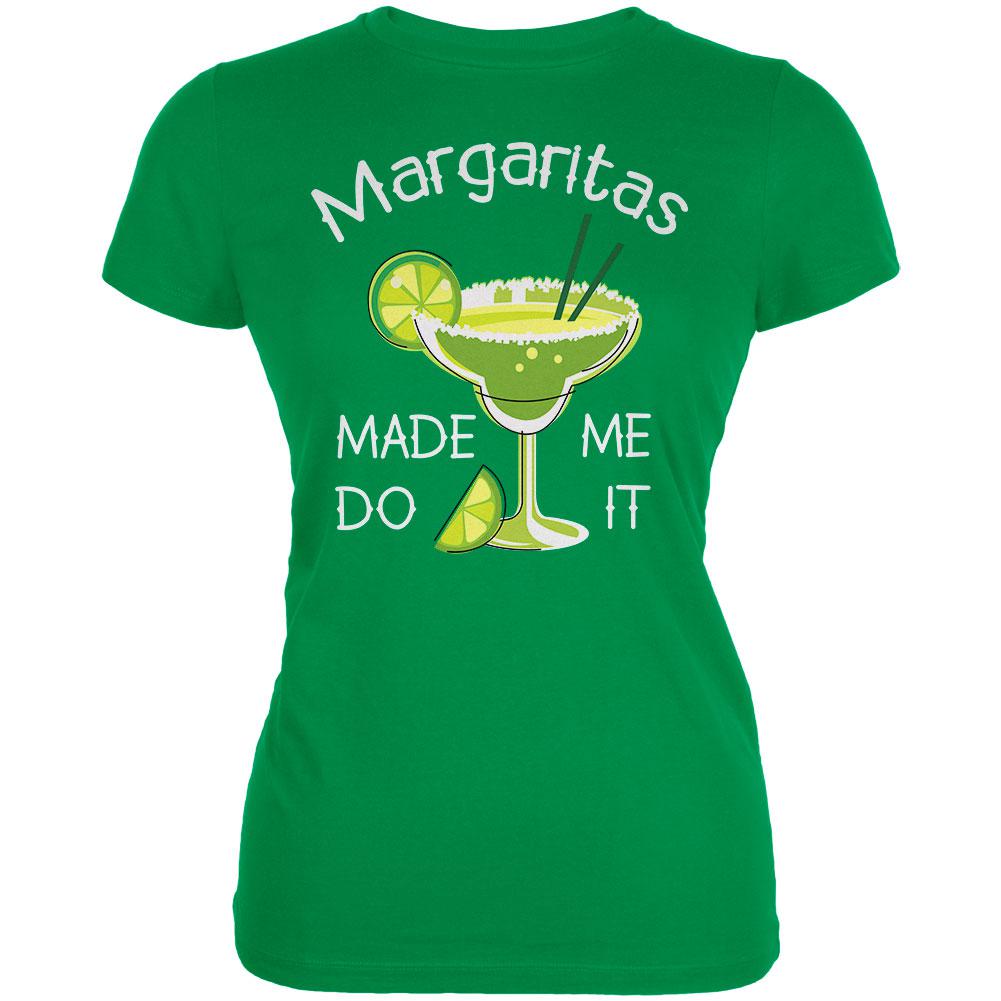 Cinco de Mayo Margaritas Made Me Do It Juniors Soft T Shirt Juniors T-Shirts Old Glory 2XL Green