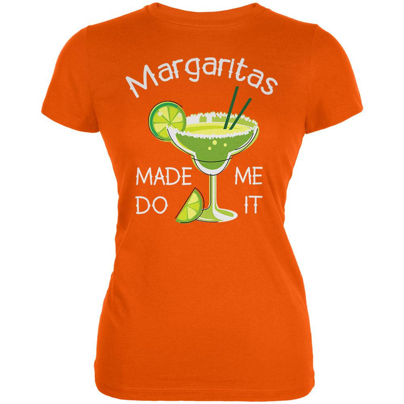 Cinco de Mayo Margaritas Made Me Do It Juniors Soft T Shirt Juniors T-Shirts Old Glory 2XL Orange