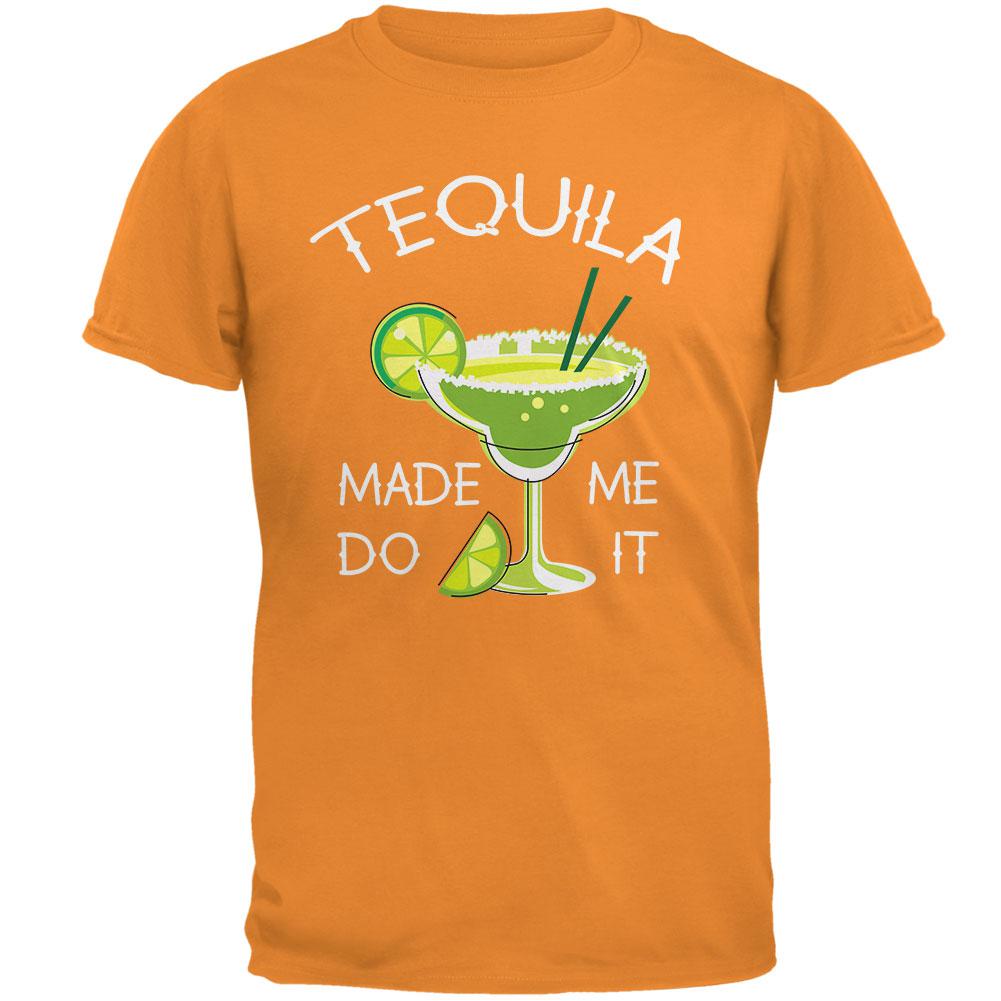 Cinco de Mayo Tequila Made Me Do It Mens T Shirt Men's T-Shirts Old Glory 2XL Tangerine