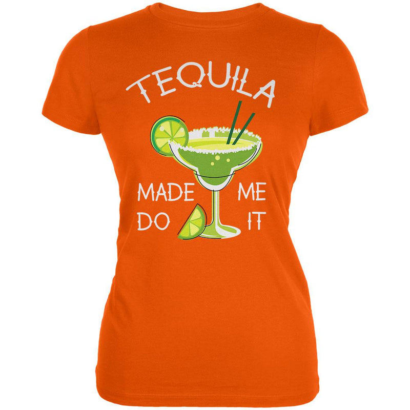 Cinco de Mayo Tequila Made Me Do It Juniors Soft T Shirt Juniors T-Shirts Old Glory 2XL Orange
