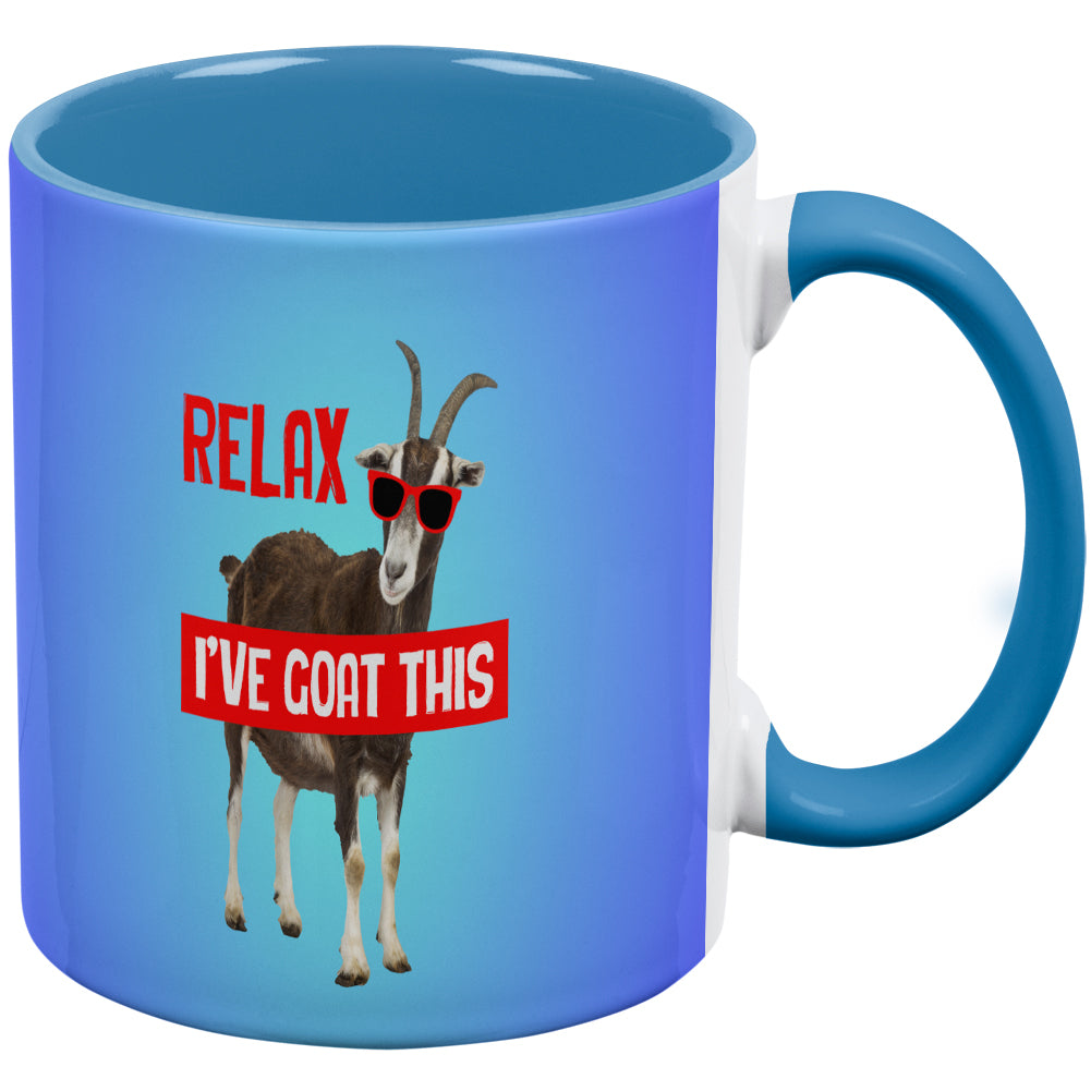 Relax I've Goat Got This Aqua Handle Coffee Mug Coffee Mugs Old Glory OS White/Light Blue