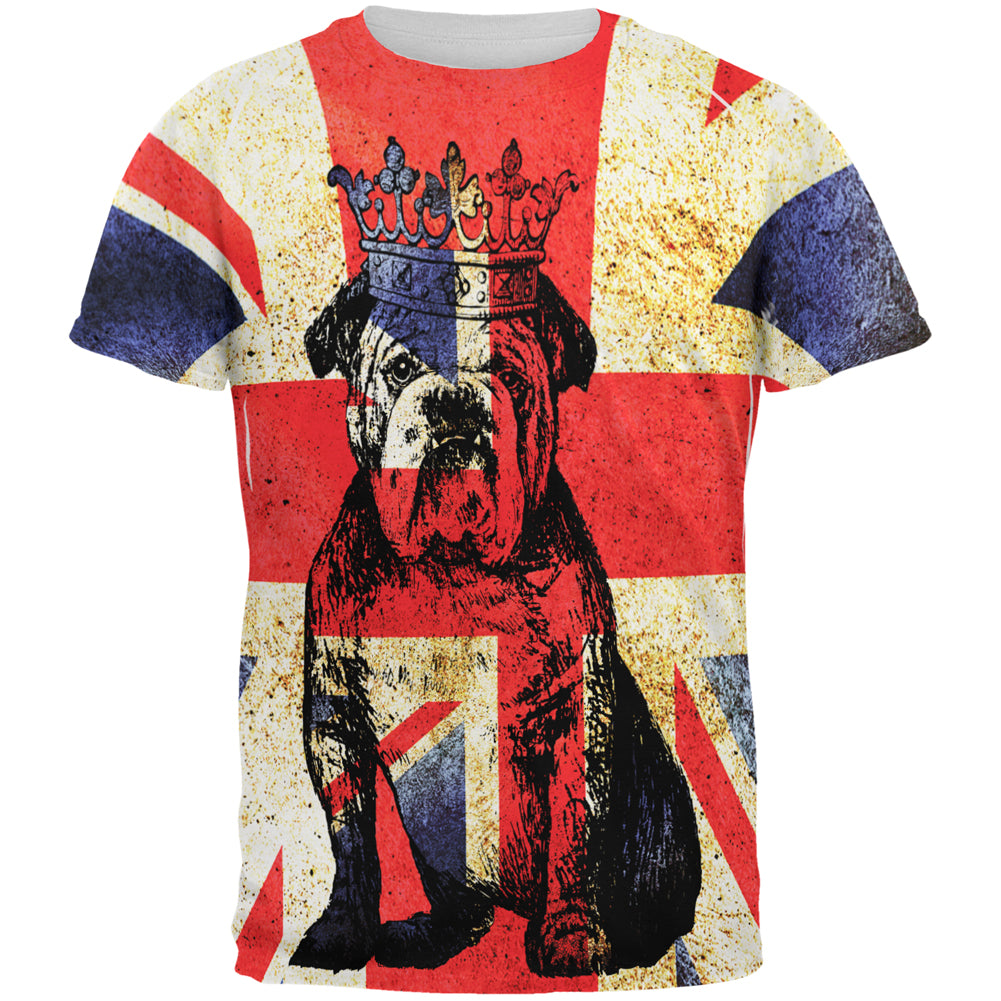 English British Bulldog Crown Grunge Flag All Over Mens T Shirt Men's T-Shirts Old Glory 2XL Multicolored