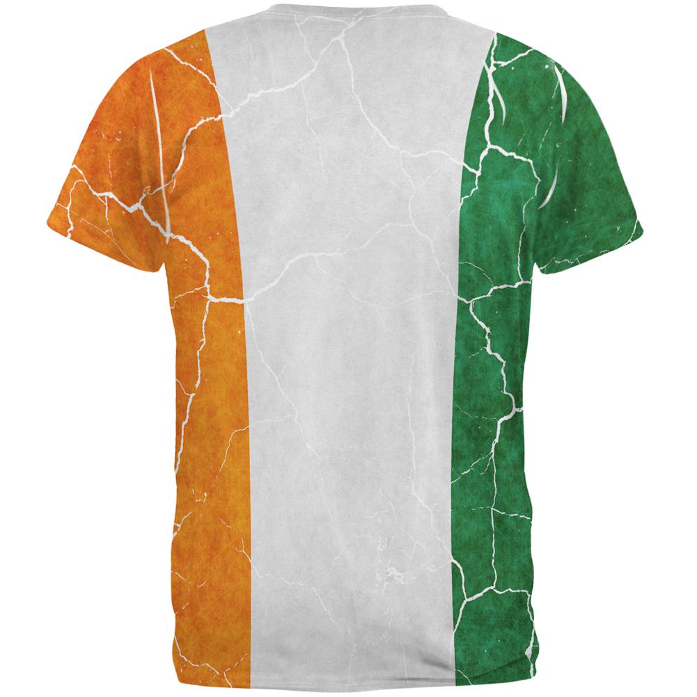 St Patrick's Day Vintage Irish Map Flag Distressed All Over Mens T Shirt Men's T-Shirts Old Glory